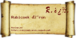 Rubicsek Áron névjegykártya